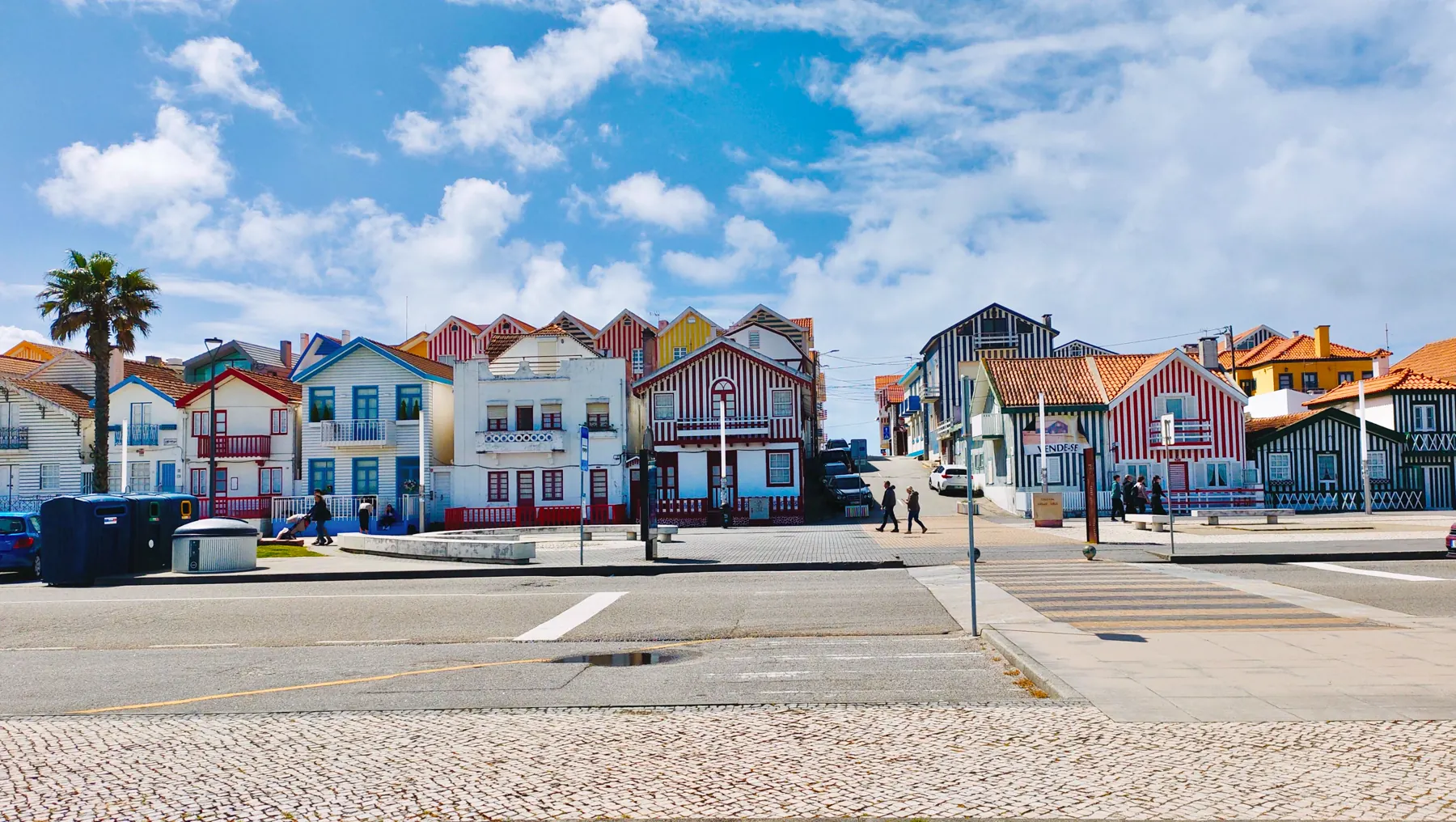 Colorful striped houses in Costa Nova near Aveiro, Portugal
